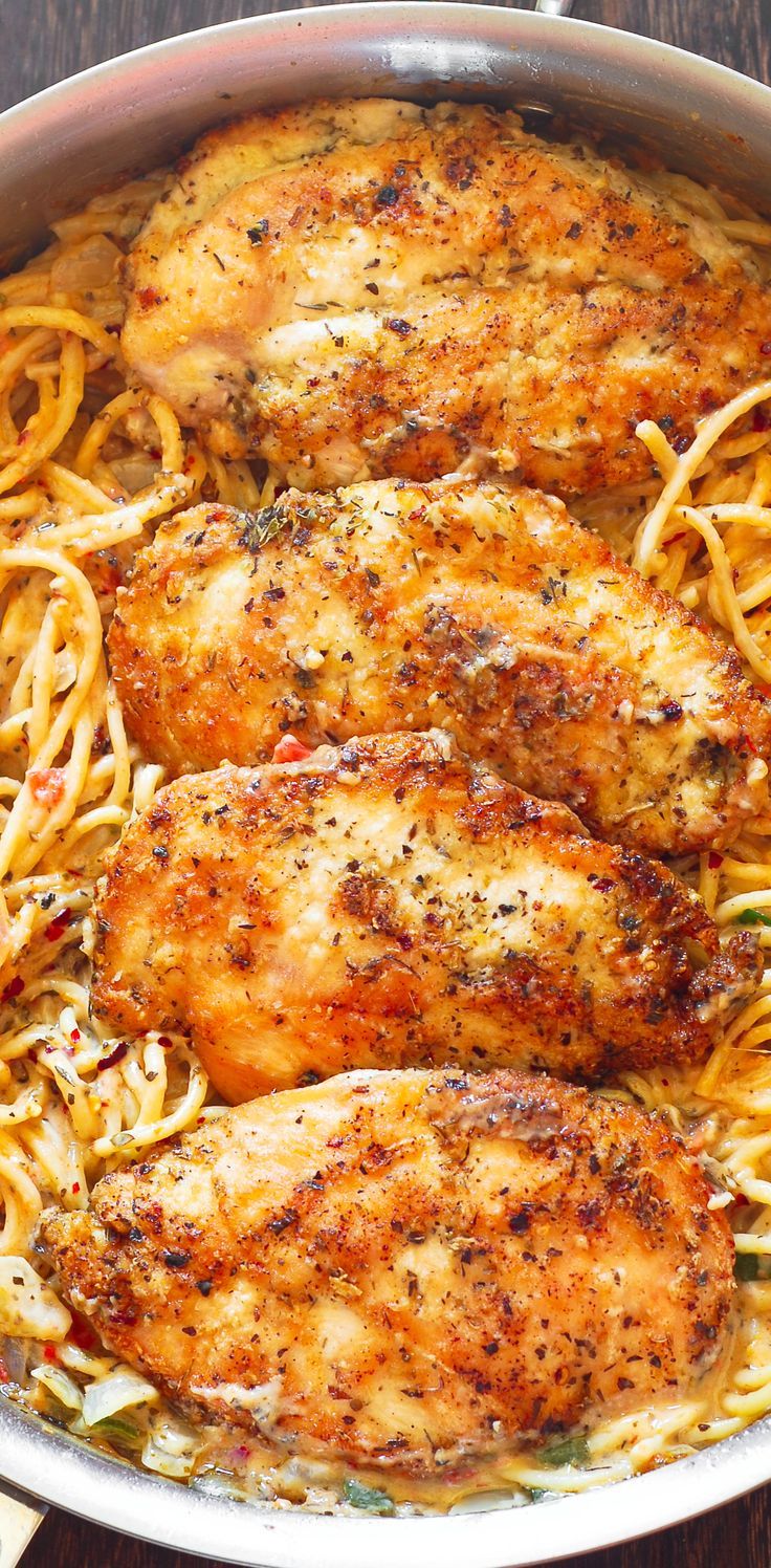 Chicken Parmesan With White Sauce Pasta