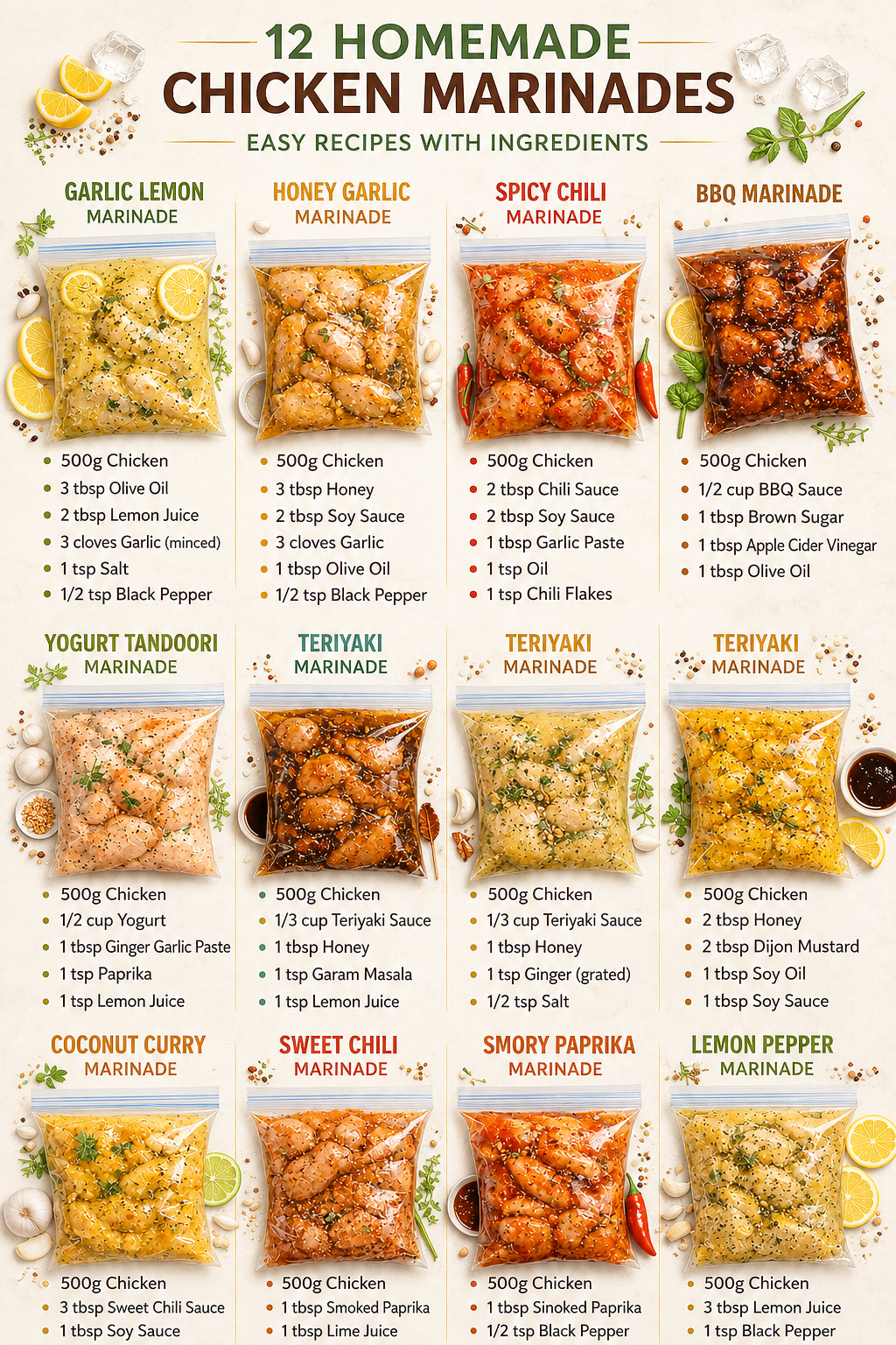 12 Homemade Chicken Marinades (Freezer-Friendly) Easy Meal Prep Recipes