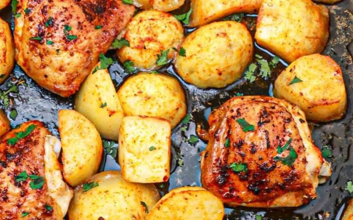 one pan chicken thighs and potatoes