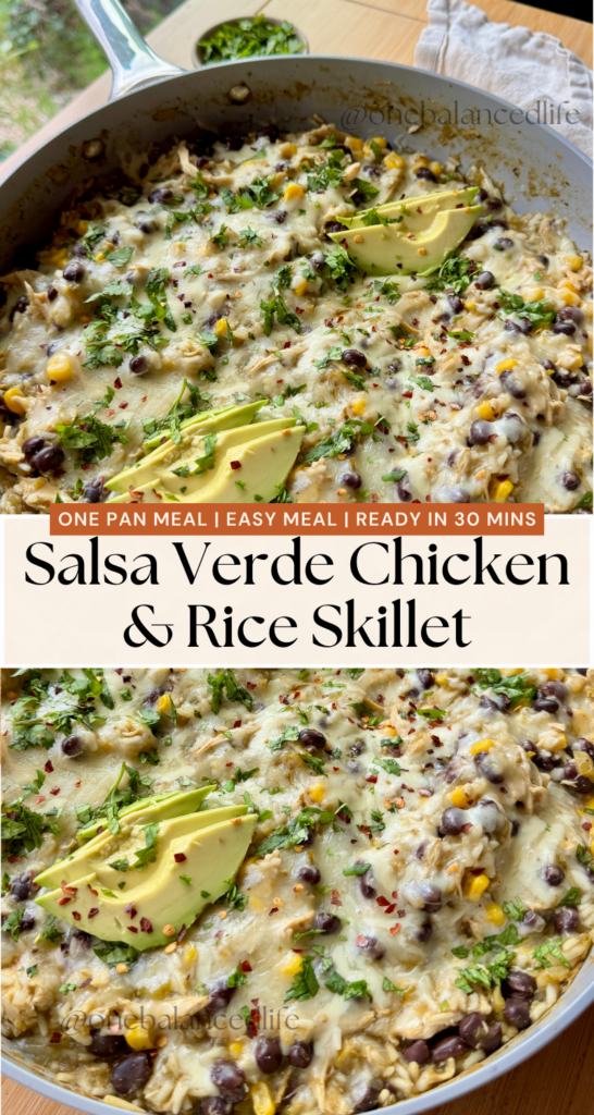 salsa verde chicken and rice skillet
