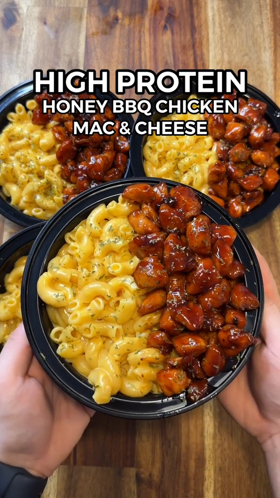 high protein honey bbq chicken mac and cheese