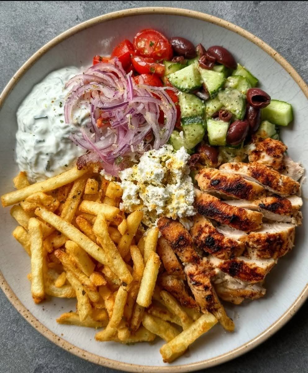 Greek Style Chicken Plate with Tzatziki & Fries