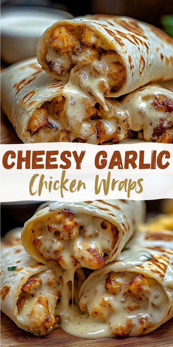 Cozy Cheesy Garlic Chicken Wraps
