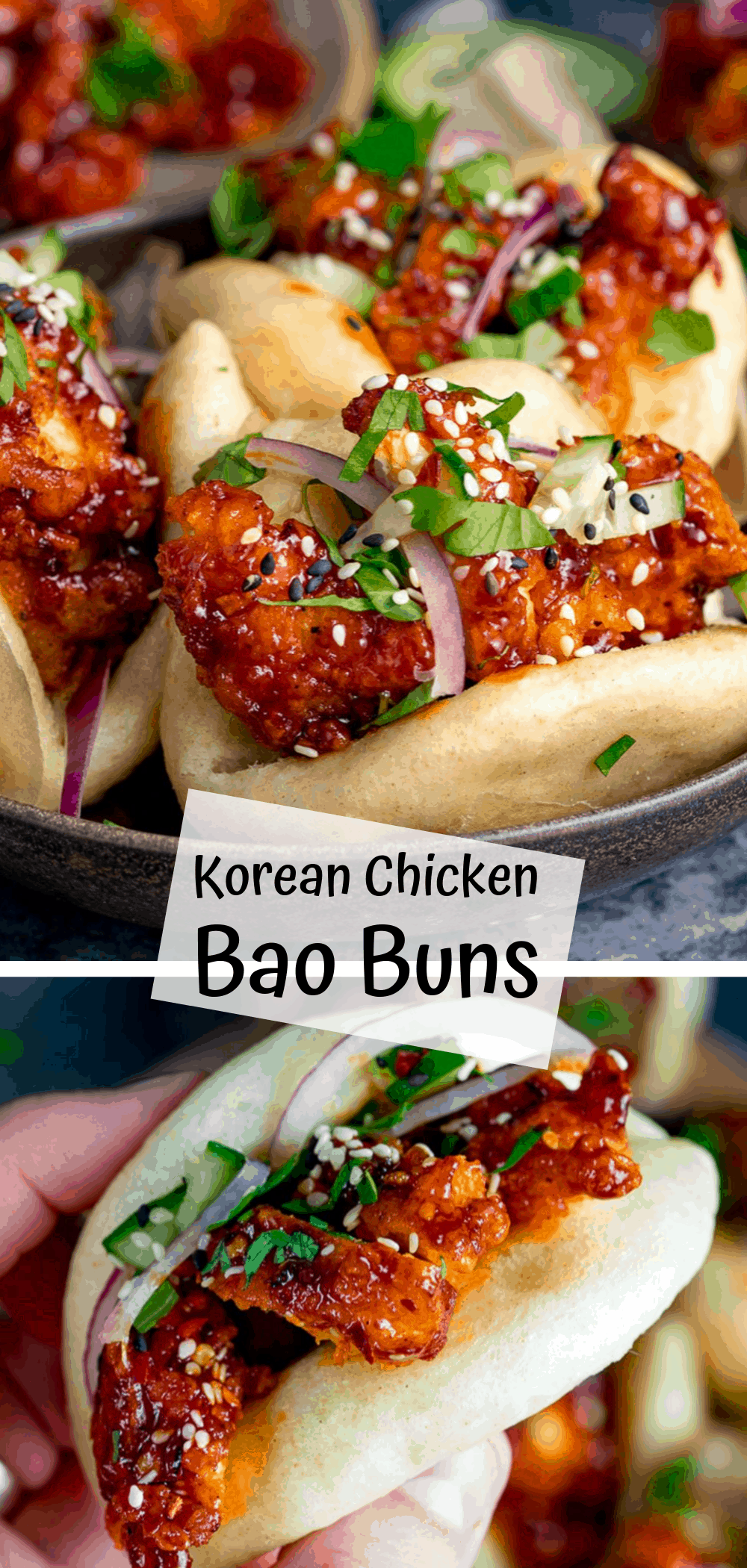 Korean Chicken Bao - Soft and Fluffy Steamed Mini Bao Buns Filled with Crispy Chicken