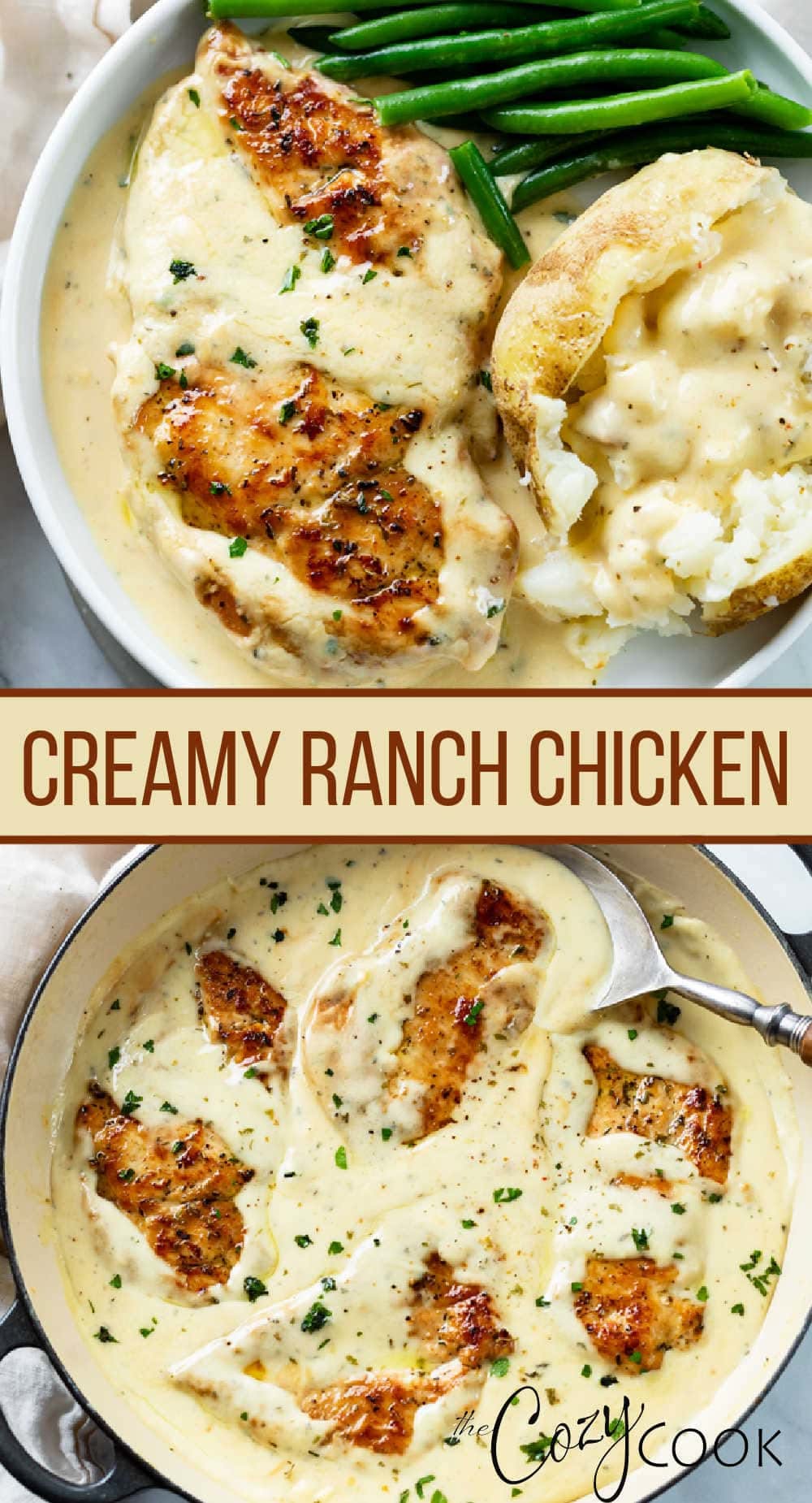 Creamy Ranch Chicken Skillet with Mashed Potatoes and Asparagus