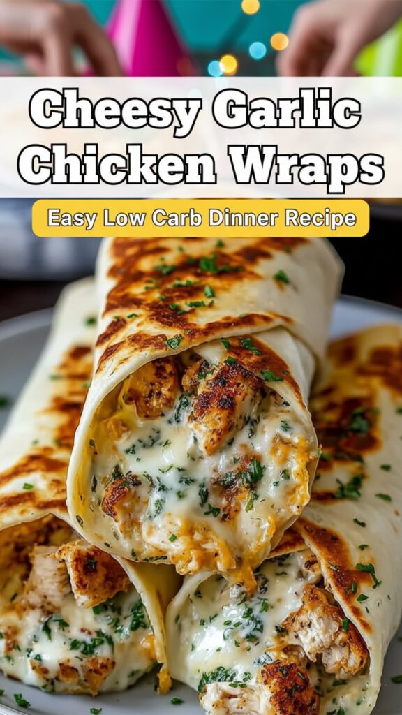 cheesy garlic chicken wraps