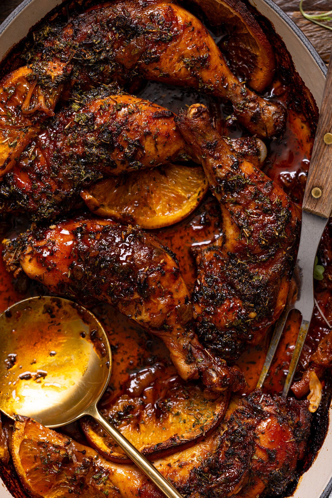 Herb-Roasted Leg Quarters with Garlicky Pan Sauce