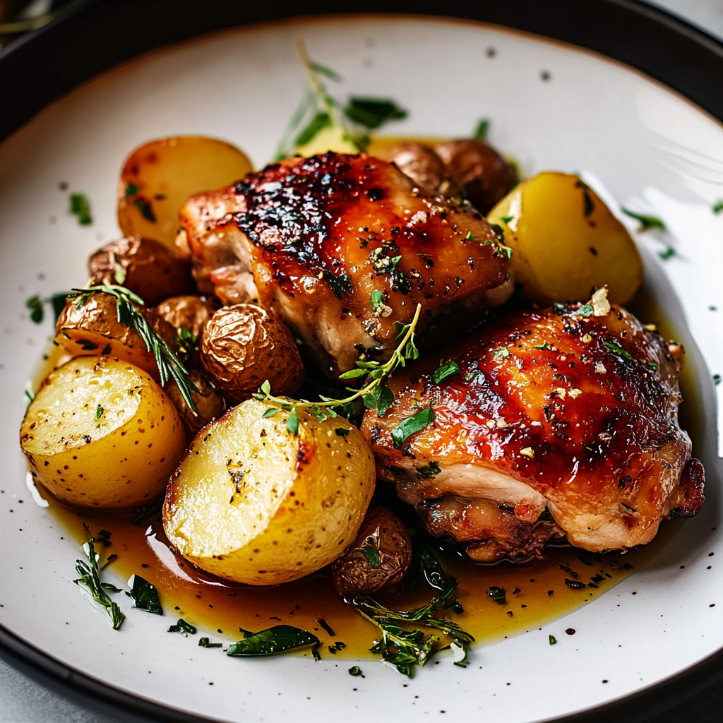 easy one pan chicken and potatoes dinner