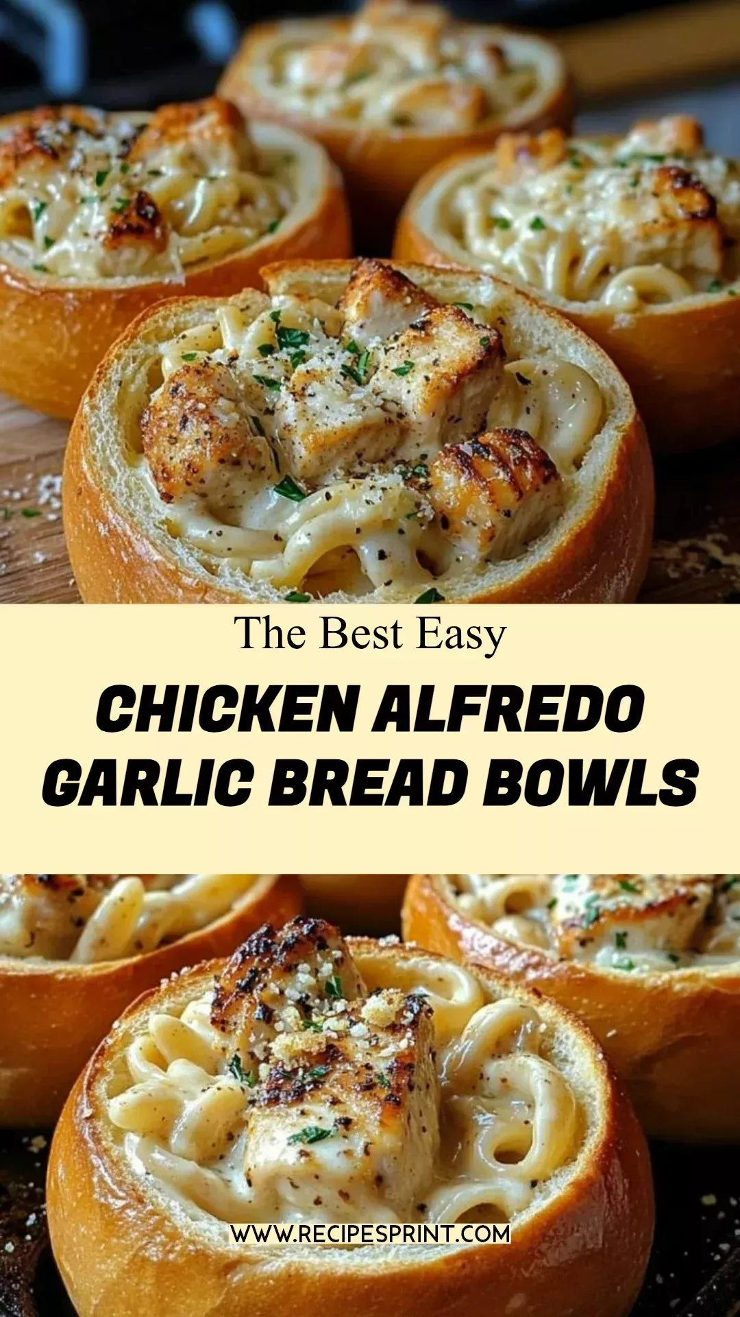 Creamy Chicken Alfredo Stuffed Garlic Bread Bowls: Easy Dinner for Two!