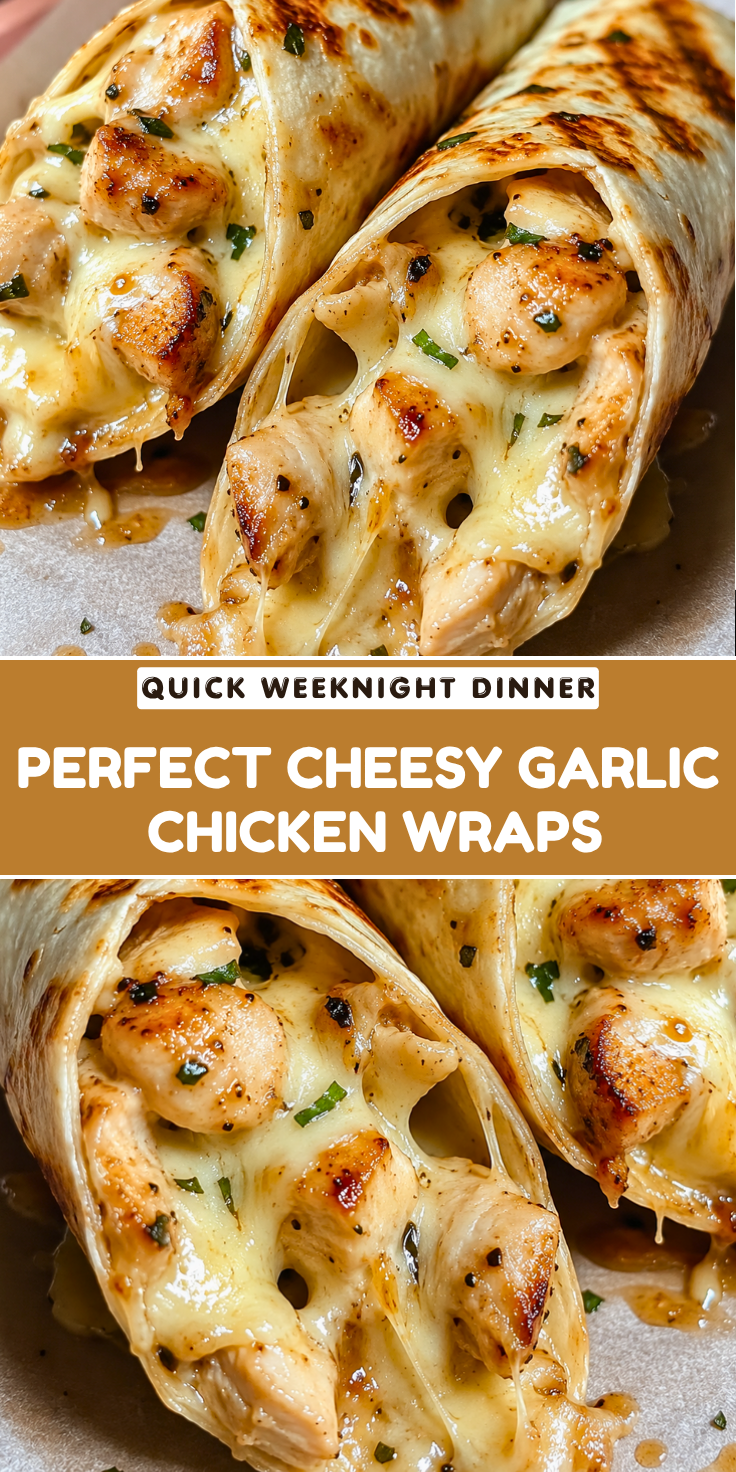 Ooey-Gooey Cheesy Garlic Chicken Wraps