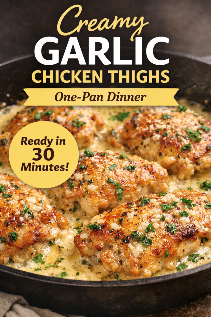 creamy garlic chicken thighs one pan