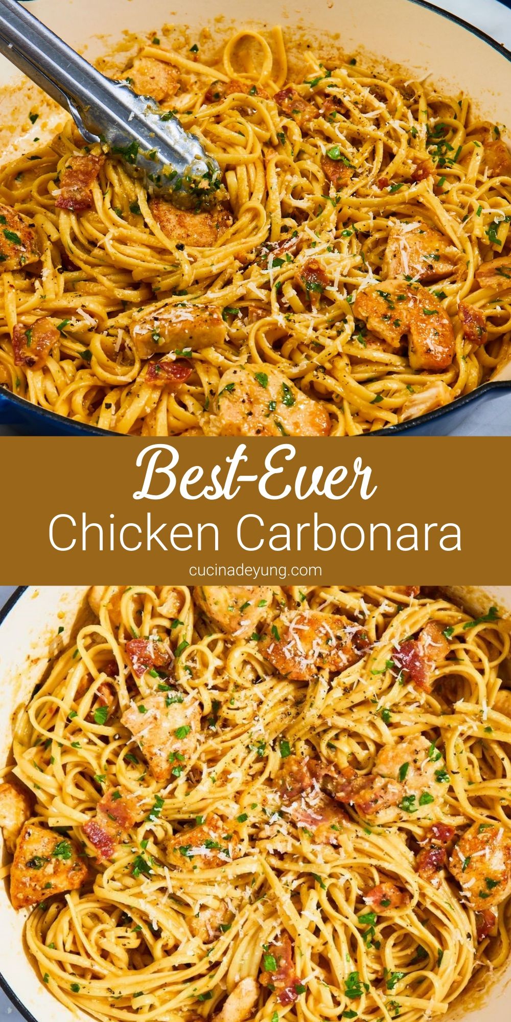 Creamy Chicken Carbonara with Turkey Bacon and Parmesan